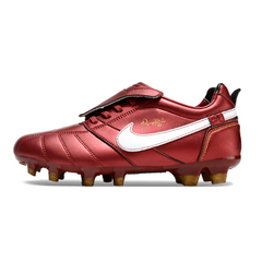 Botas de fútbol Nike Tiempo R10 Tongue Legend Elite FG para terreno firme, color rojo y blanco