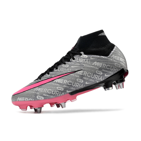 Chuteira Campo Nike Zoom Mercurial Superfly 9 Elite SG Trava Mista Cinza e Rosa - VENI Futebol