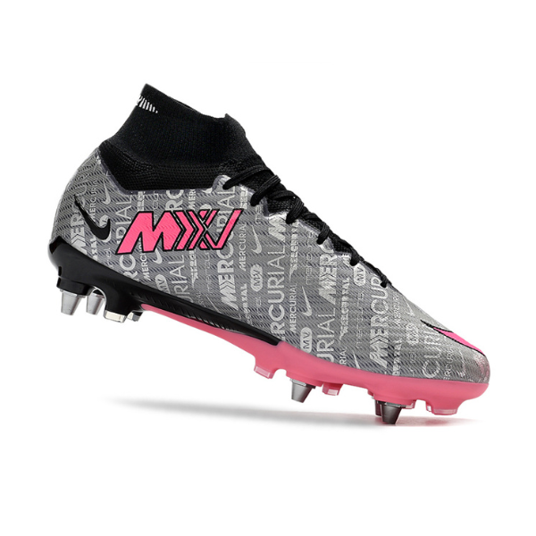 Chuteira Campo Nike Zoom Mercurial Superfly 9 Elite SG Trava Mista Cinza e Rosa - VENI Futebol