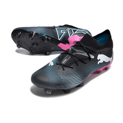 Chuteira Campo Puma Future 7 FG Preta, Azul Claro e Rosa - VENI Futebol