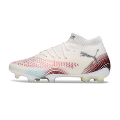 Scarpa da calcio Puma Future 8 bianca e rossa per terreni compatti FG