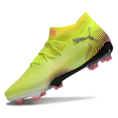 Botas de fútbol Puma Future 8 Firm Ground FG amarillas y rosas