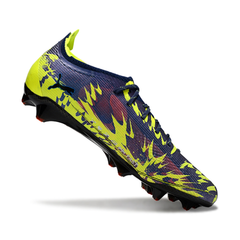 Bota de fútbol Puma Ultra 5 Carbon Blue y Verde Fluorescente para Terreno Firme FG