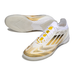Adidas F50 Elite White and Gold Indoor IC Football Boot