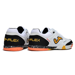 Joma Top Flex 24 White Black and Orange Indoor IC Football Boot
