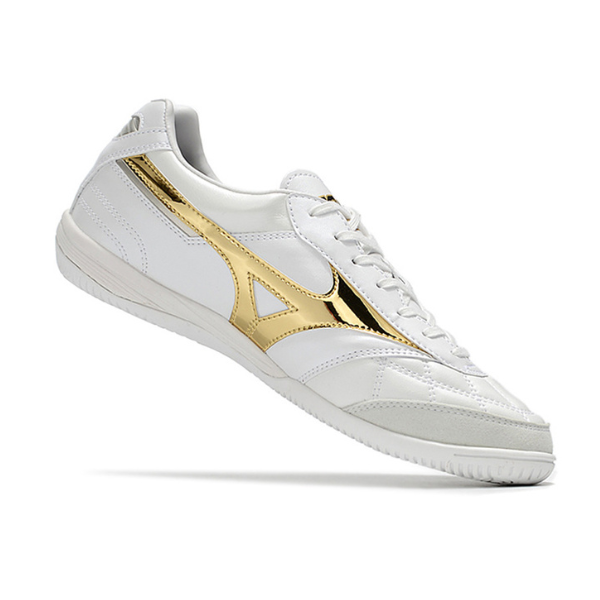 Chuteira Futsal Mizuno Morelia Sala Japan IC Branca e Dourada - VENI Futebol
