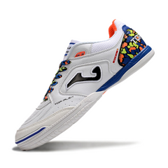 Bota de fútbol sala Joma Top Flex 24 IC blanca, azul y naranja