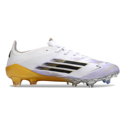 Scarpa da calcio per bambini Adidas F50 Elite bianca, nera e oro, per terreni compatti FG