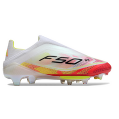 Botas de fútbol Adidas F50+ Elite sin cordones Pure Victory Pack para niños, para terreno firme (FG).