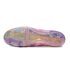 Botas de fútbol Adidas Predator 25 Elite Tongue para niños, color blanco y rosa, para terreno firme FG