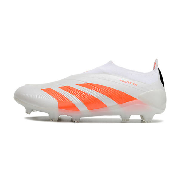 Chuteira Infantil Campo Adidas Predator 30 Elite Sem Cadarço FG Branca e Laranja - VENI Futebol