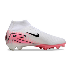 Botas de fútbol Nike Air Zoom Mercurial Superfly 10 Elite blancas y rosas para niños, para terreno firme (FG).