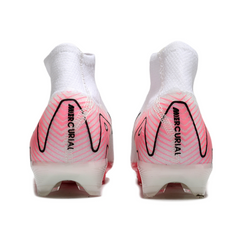 Botas de fútbol Nike Air Zoom Mercurial Superfly 10 Elite blancas y rosas para niños, para terreno firme (FG).