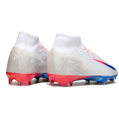 Scarpa da calcio per bambini Nike Air Zoom Mercurial Superfly 10 Elite, bianca, arancione e blu, per terreni compatti FG