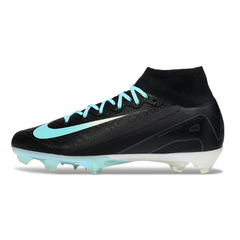 Scarpa da calcio per bambini Nike Air Zoom Mercurial Superfly 10 Elite, nera, bianca e azzurra, per terreni compatti FG