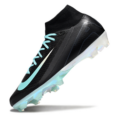 Scarpa da calcio per bambini Nike Air Zoom Mercurial Superfly 10 Elite, nera, bianca e azzurra, per terreni compatti FG