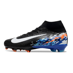 Scarpa da calcio per bambini Nike Air Zoom Mercurial Superfly 10 Elite, nera, blu e arancione, per terreni compatti FG