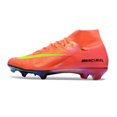 Scarpa da calcio per bambini Nike Air Zoom Mercurial Superfly 10 Elite rosa e gialla per terreni compatti FG
