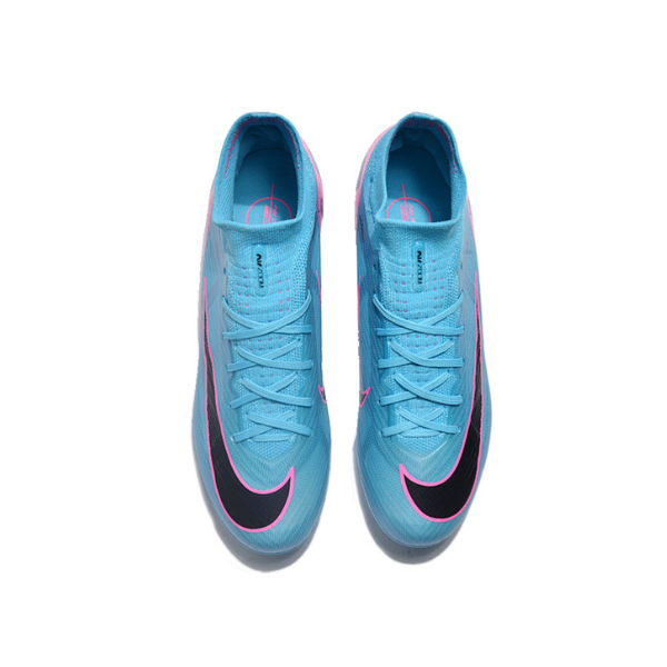 Chuteira Infantil Campo Nike Zoom Mercurial Superfly 9 Elite FG Azul Claro, Rosa e Preta - VENI Futebol