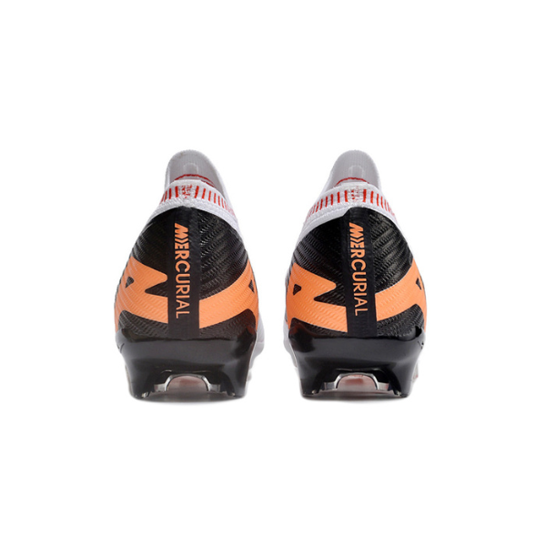 Chuteira Infantil Campo Nike Zoom Mercurial Vapor 15 Elite FG Branca, Preta e Laranja - VENI Futebol