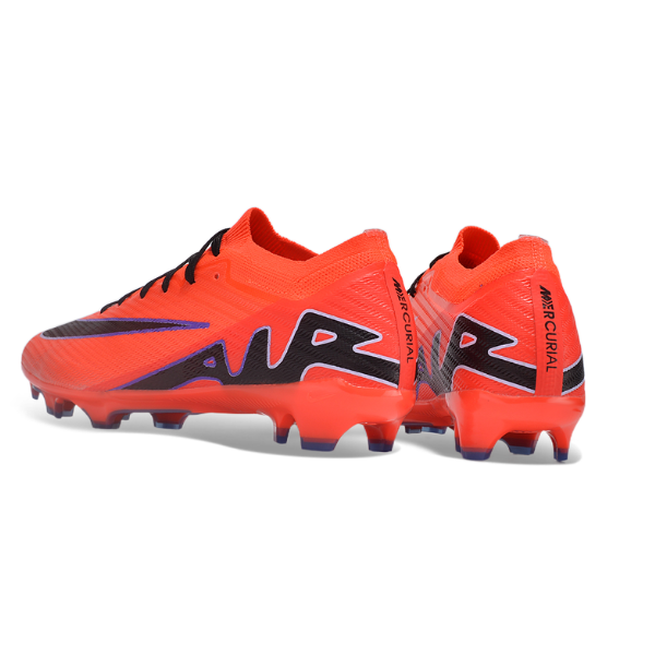 Chuteira Infantil Campo Nike Zoom Mercurial Vapor 15 Elite FG Laranja, Preta e Roxa - VENI Futebol