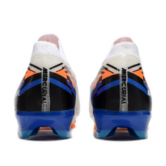 Scarpa da calcio Nike Air Zoom Mercurial Vapor 16 Elite bianca, blu e arancione per terreni compatti FG