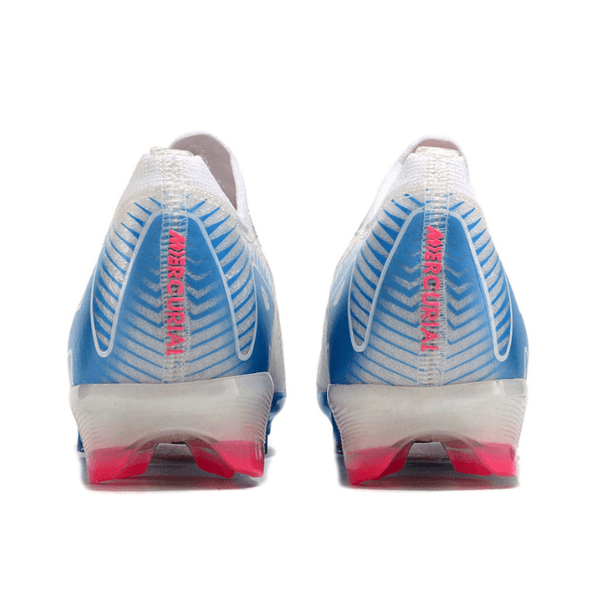 Chuteira Infantil Campo Nike Air Zoom Mercurial Vapor 16 Elite FG Branca, Azul e Rosa - VENI Futebol