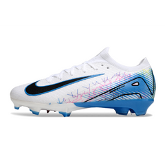 Botas de fútbol Nike Air Zoom Mercurial Vapor 16 Elite para niños, color blanco y azul claro, para terreno firme FG