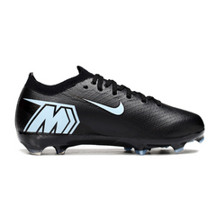 Botas de fútbol Nike Air Zoom Mercurial Vapor 16 Elite negras y azul claro para niños, para terreno firme (FG).
