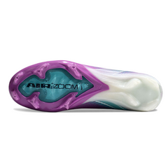 Botas de fútbol Nike Air Zoom Mercurial Vapor 16 Elite moradas y azules para niños, para terreno firme (FG).