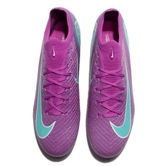 Botas de fútbol Nike Air Zoom Mercurial Vapor 16 Elite moradas y azules para niños, para terreno firme (FG).