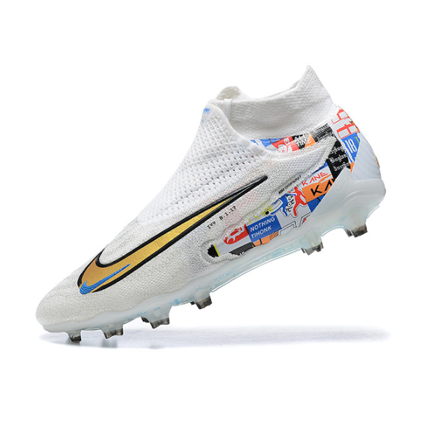 Chuteira Infantil Campo Nike Phantom GX Elite DF FG Kane Branca Pack - VENI Futebol