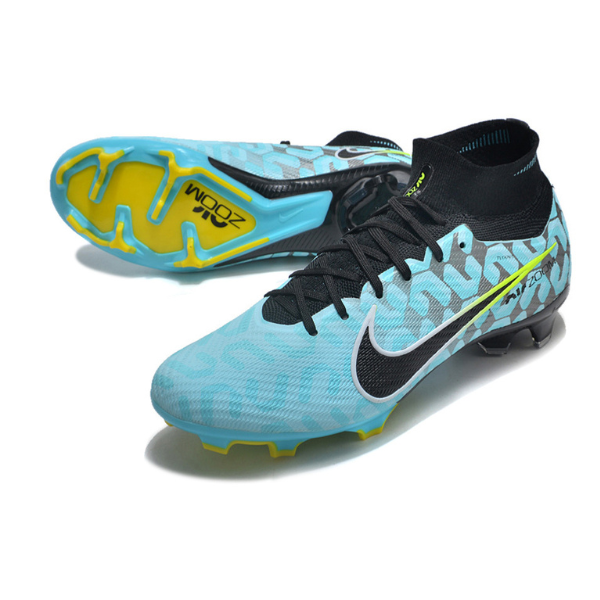 Chuteira Infantil Campo Nike Zoom Mercurial Superfly 9 Elite FG Azul Claro e Preta - VENI Futebol