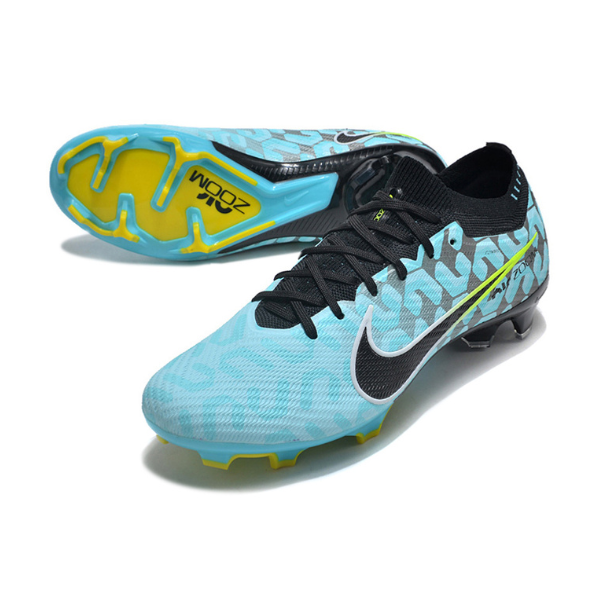 Chuteira Infantil Campo Nike Zoom Mercurial Vapor 15 Elite FG Azul Claro e Preta - VENI Futebol