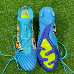 Chuteira Infantil Campo Nike Zoom Mercurial Superfly 9 Elite FG Mbappe Azul Tamanho 36