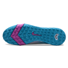 Botas de fútbol Nike Zoom Mercurial Superfly 10 Elite para niños, color blanco y azul claro, modelo Turf TF