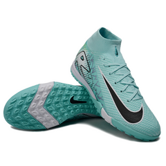 Botas de fútbol Nike Zoom Mercurial Superfly 10 Elite para niños, color azul claro y color césped.