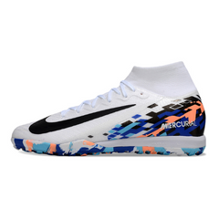 Scarpa da calcio per bambini Nike Zoom Mercurial Superfly 10 Elite Turf TF bianca e blu