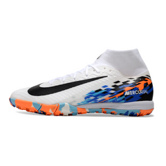 Nike Zoom Mercurial Superfly 10 Elite Kids White Blue and Orange Turf TF Football Boot