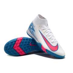 Botas de fútbol Nike Zoom Mercurial Superfly 10 Elite para niños, blancas, rosas y azules, color césped artificial TF