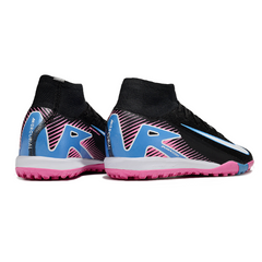 Botas de fútbol Nike Zoom Mercurial Superfly 10 Elite Turf TF para niños, color negro, rosa claro y azul