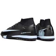 Scarpa da calcio per bambini Nike Zoom Mercurial Superfly 10 Elite Turf TF nera e blu chiaro