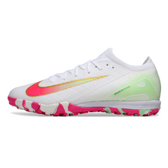 Botas de fútbol Nike Zoom Mercurial Vapor 16 Elite Turf TF para niños, color blanco, rosa claro y verde