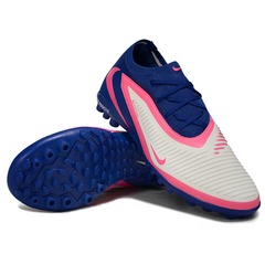 Botas de fútbol Nike Phantom 6 Pro Kids Turf TF blancas, azules y rosas