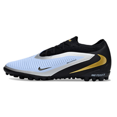 Botas de fútbol Nike Phantom 6 Pro Kids Turf TF, negras y azul claro