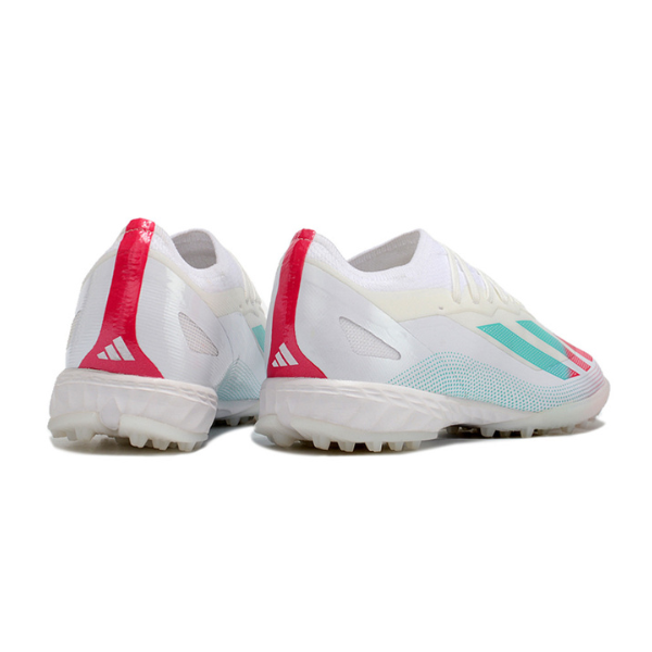 Chuteira Society Adidas X Crazyfast.1 TF Branca, Rosa e Azul - VENI Futebol