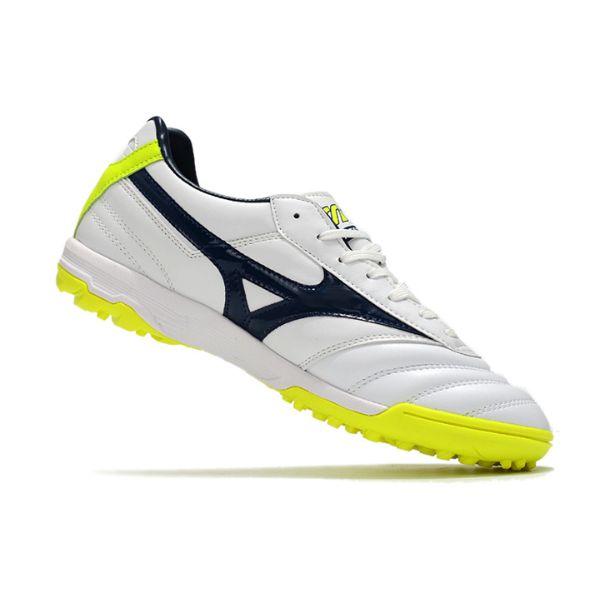 Chuteira Society Mizuno Morelia Sala Classic TF Branca, Verde e Azul - VENI Futebol