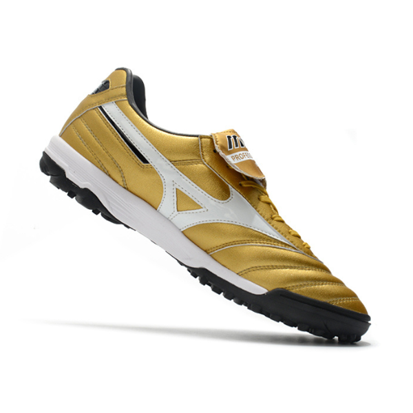 Chuteira Society Mizuno Morelia Sala Classic TF Dourada - VENI Futebol