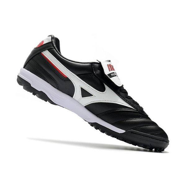 Chuteira Society Mizuno Morelia Sala Classic TF Preta, Branca e Vermelha - VENI Futebol