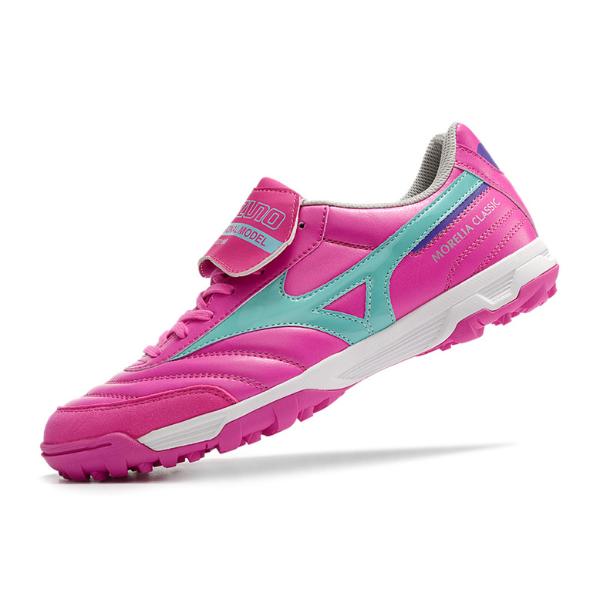 Chuteira Society Mizuno Morelia TF Rosa e Azul Claro - VENI Futebol